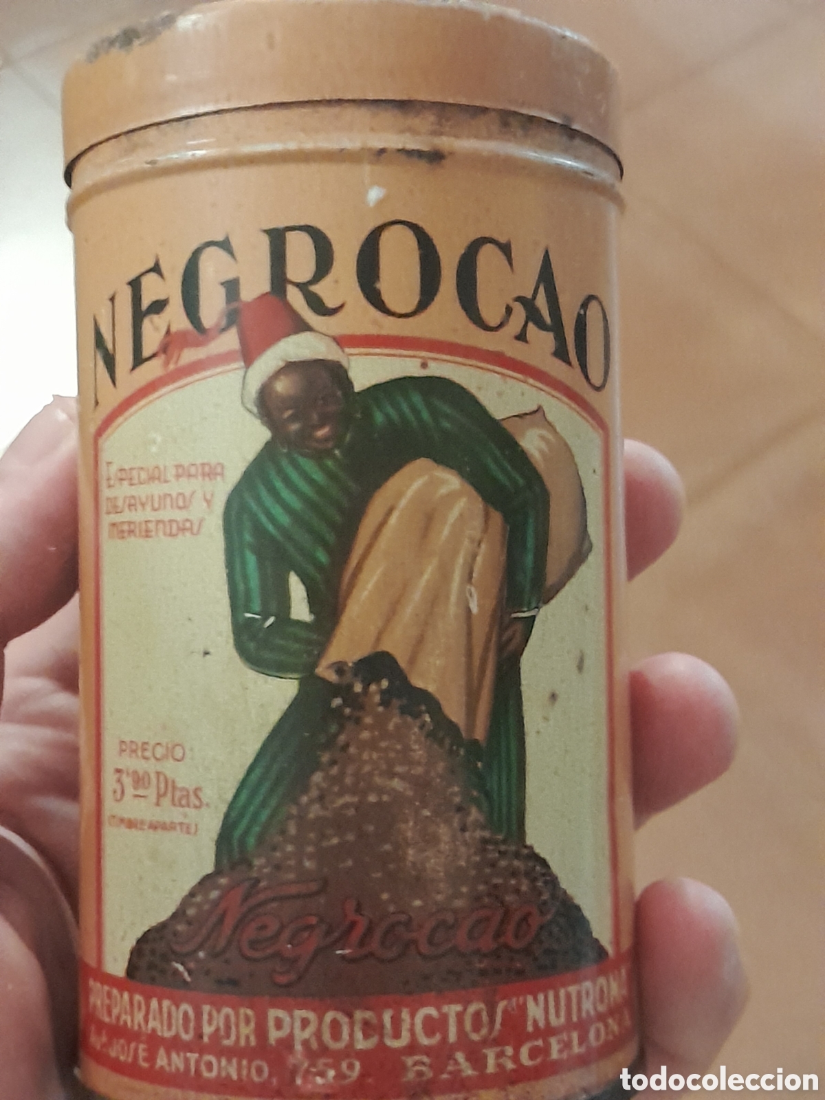 Cajas y cajitas met&aacute;licas: Lata negrocao antigua