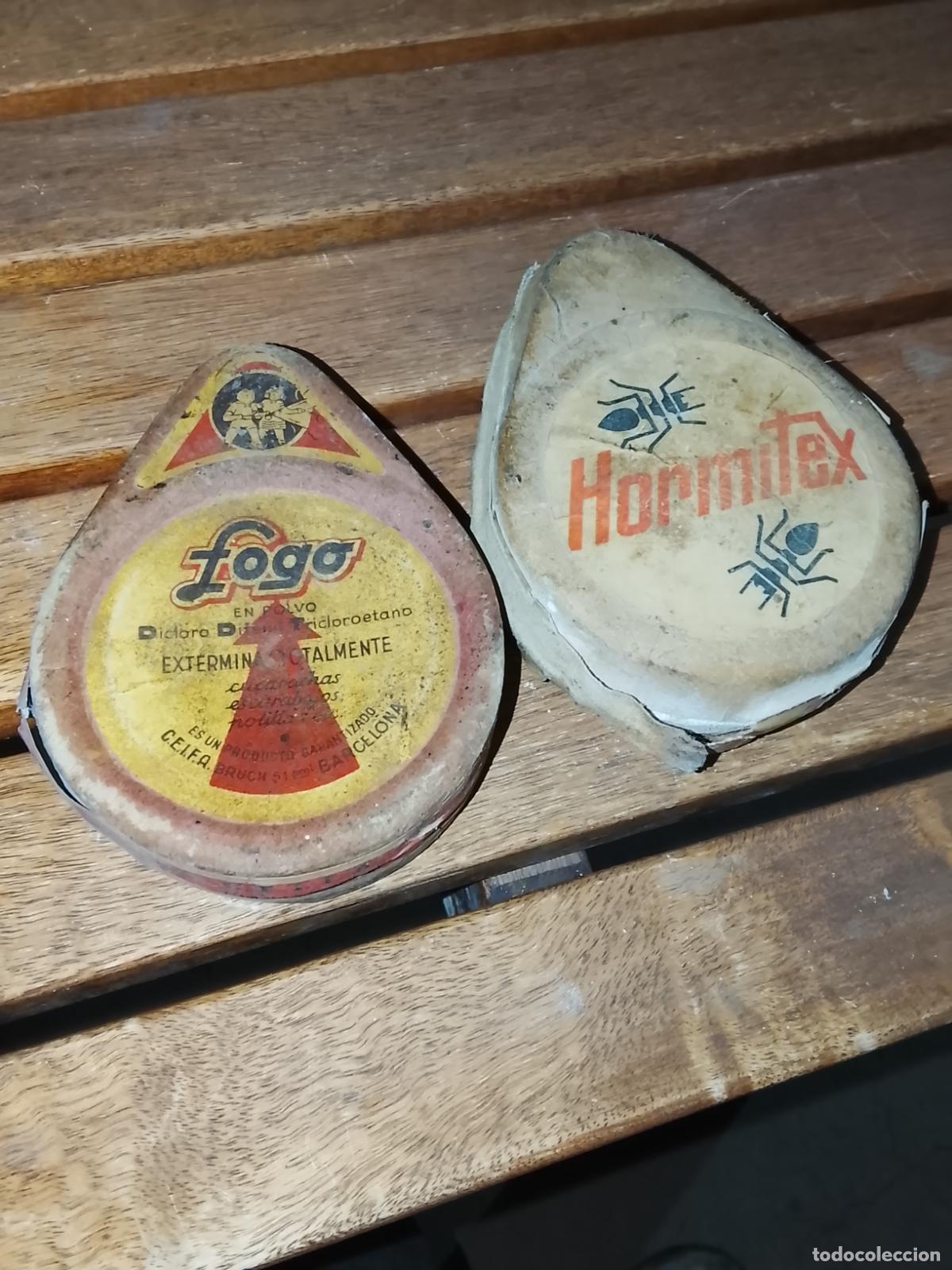 Cajas y cajitas met&aacute;licas: Lote 2 Fuelles Insecticidas Vintage A&ntilde;os 50/60 - Fogo y Hormilex - Qu&iacute;mica Antigua Espa&ntilde;a