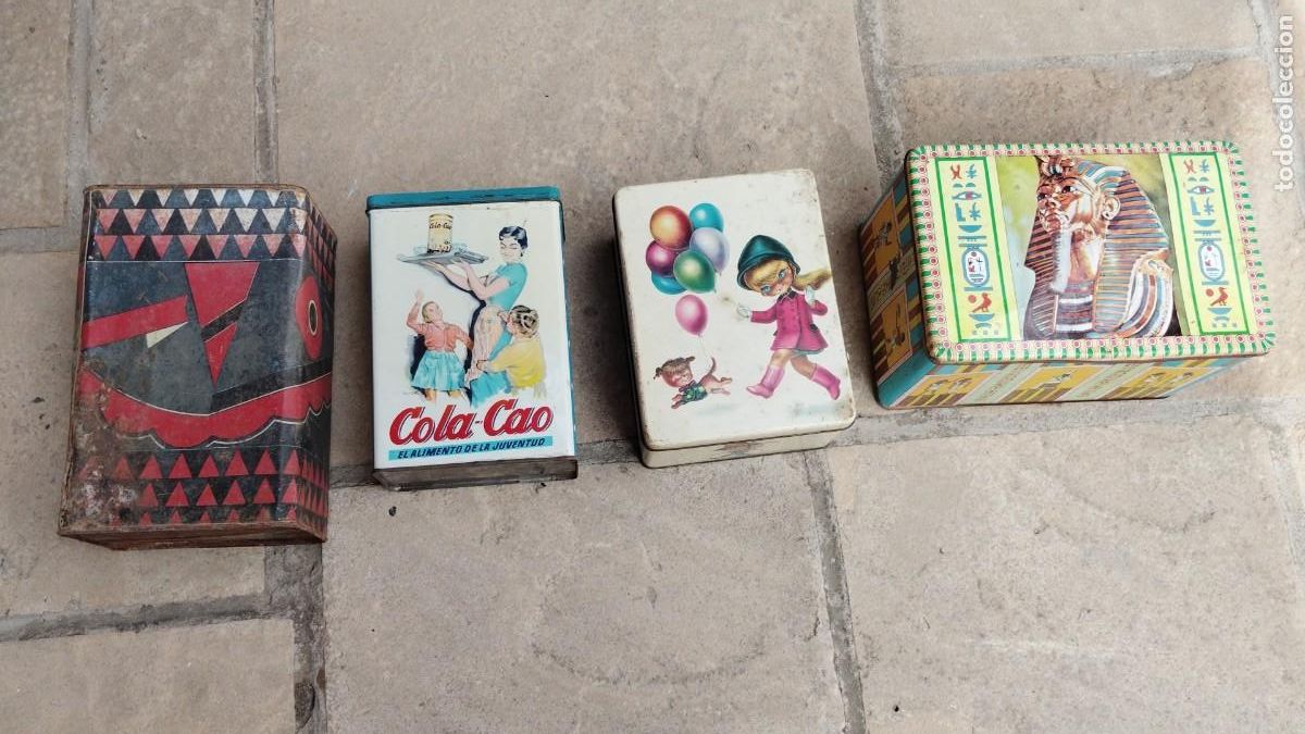 Blechdosen und Kisten: CAJAS METALICAS.-COLA-CAO.-TUTANKAMON.-INFANTIL.-LOTE DE 4 CAJAS METALICAS.