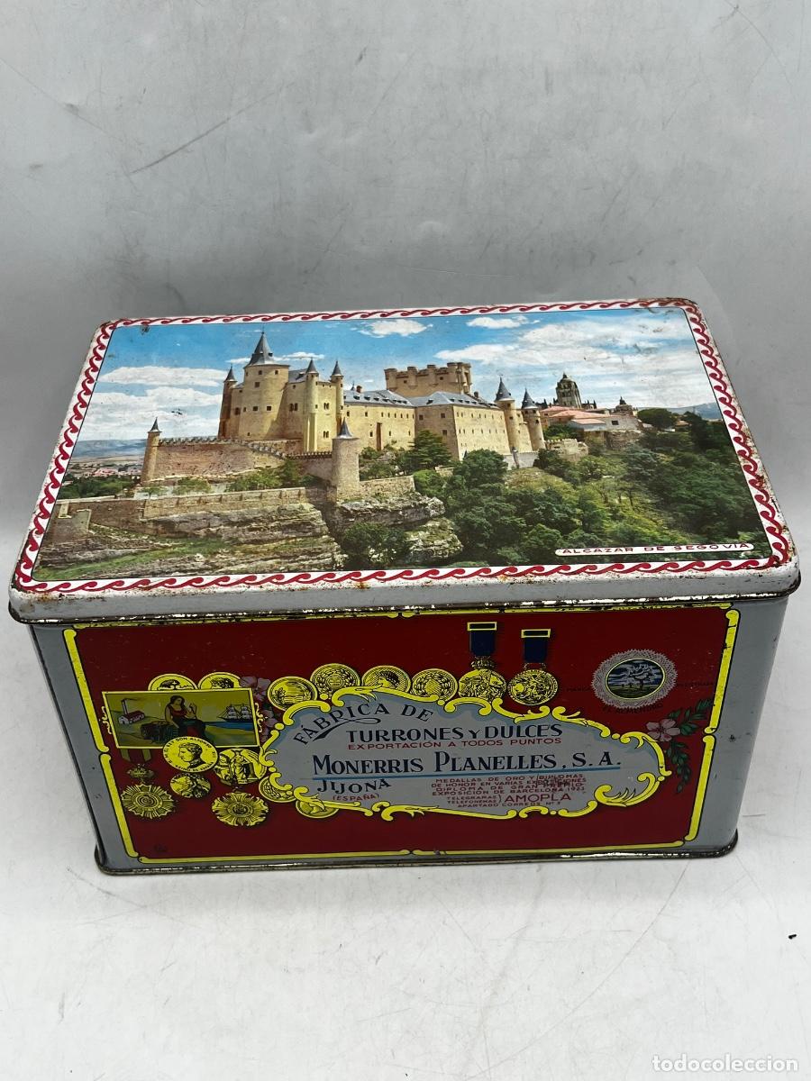 Cajas y cajitas met&aacute;licas: CAJA MET&Aacute;LICA. F&Aacute;BRICA DE TURRONES Y DULCES. MONERRIS PLANELLES S.A. JIJONA. TURR&Oacute;N ALICANTE.