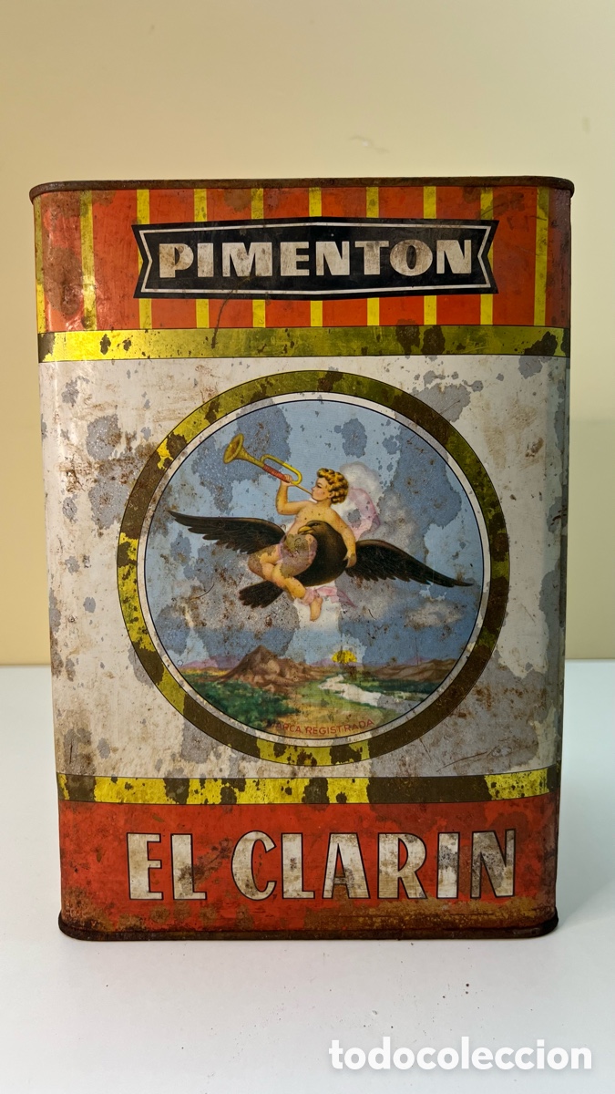 Cajas y cajitas met&aacute;licas: ANTIGUA LATA DE PIMENT&Oacute;N EL CLARIN. 5 KG