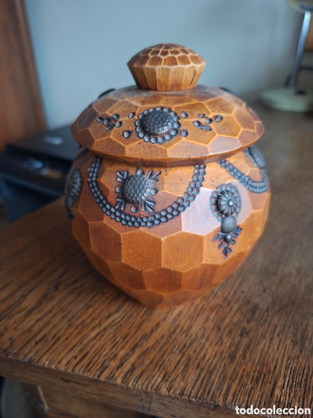 Cajas y cajitas met&aacute;licas: Antigua caja joyero - madera pirograbada Folk Art Alem&aacute;n 1930s Pokerwork
