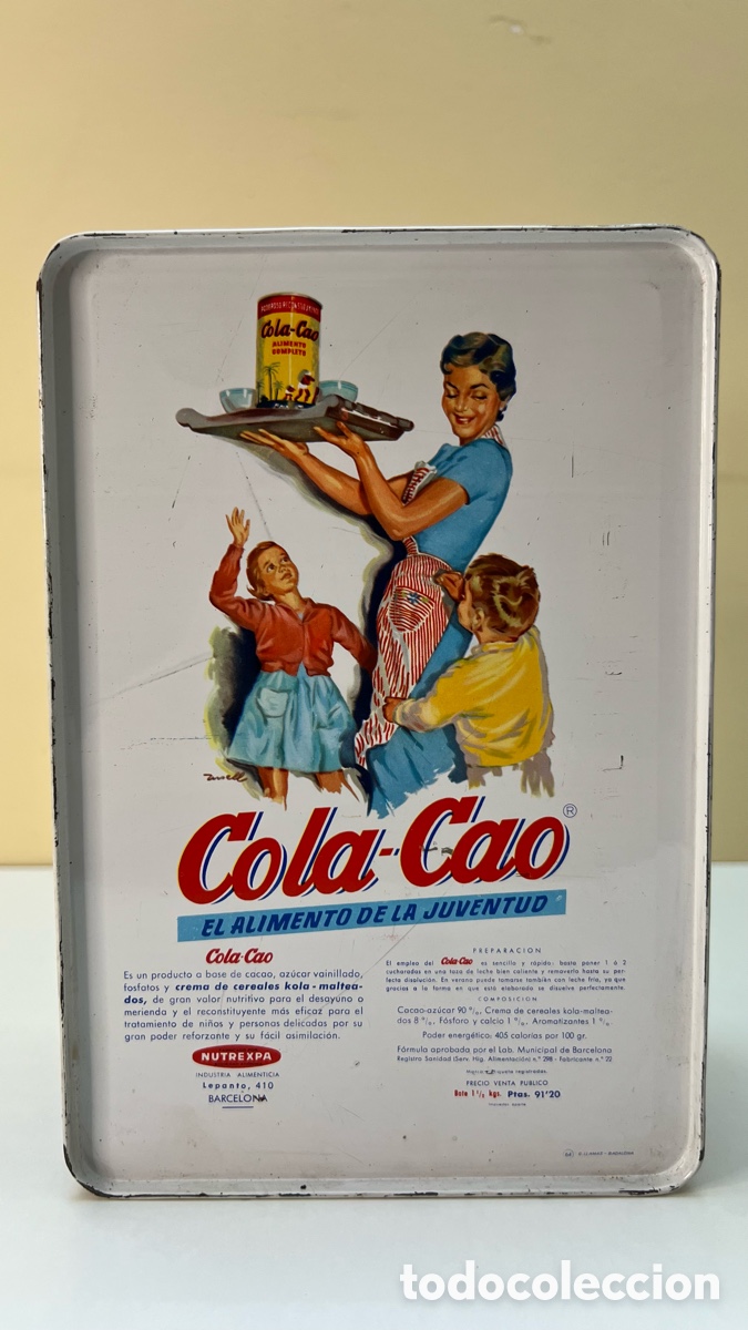 Cajas y cajitas met&aacute;licas: antigua lata de colacao a&ntilde;os 70 cola cao guantes muy buen estado