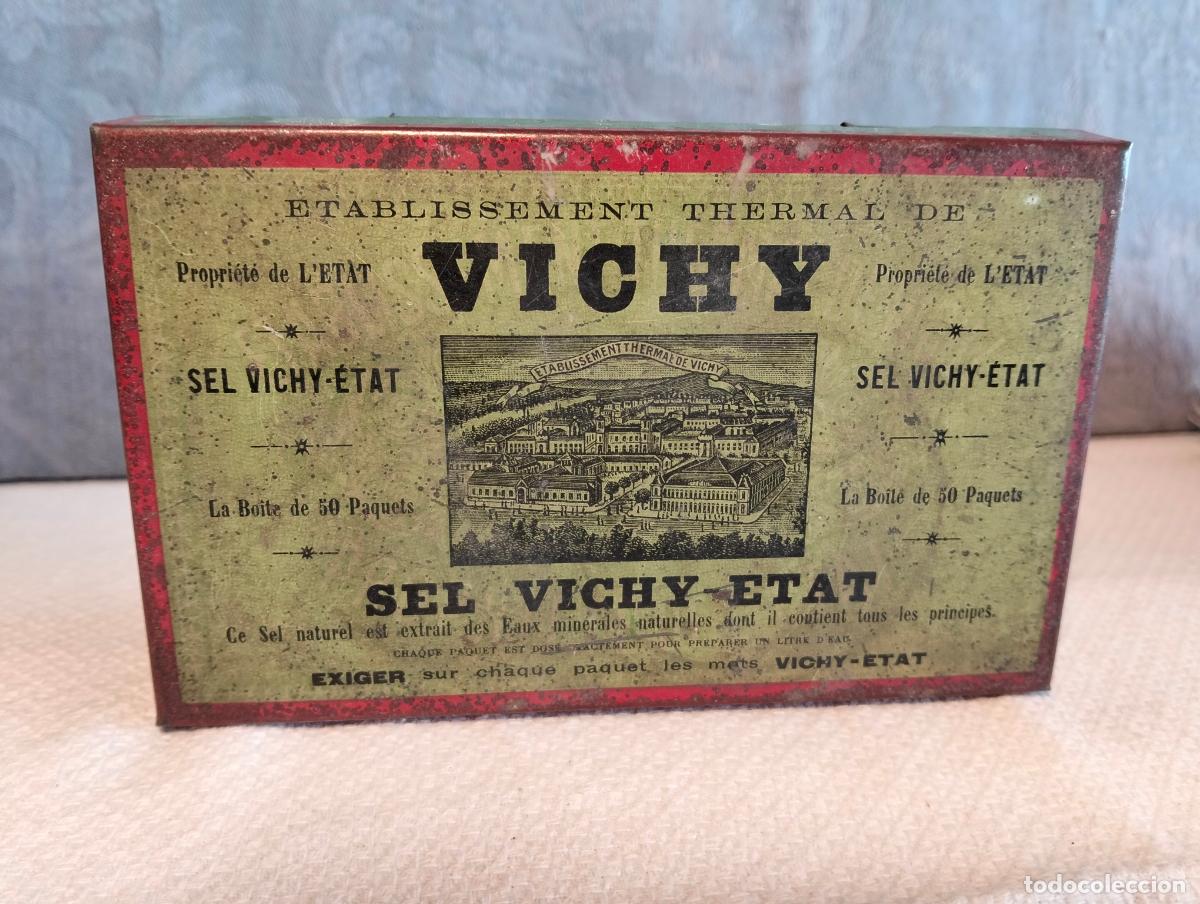 Boxes and metal boxes: Caja cajita de metal metalica litografiada etablissement thermal de Vichy sel vichy etat