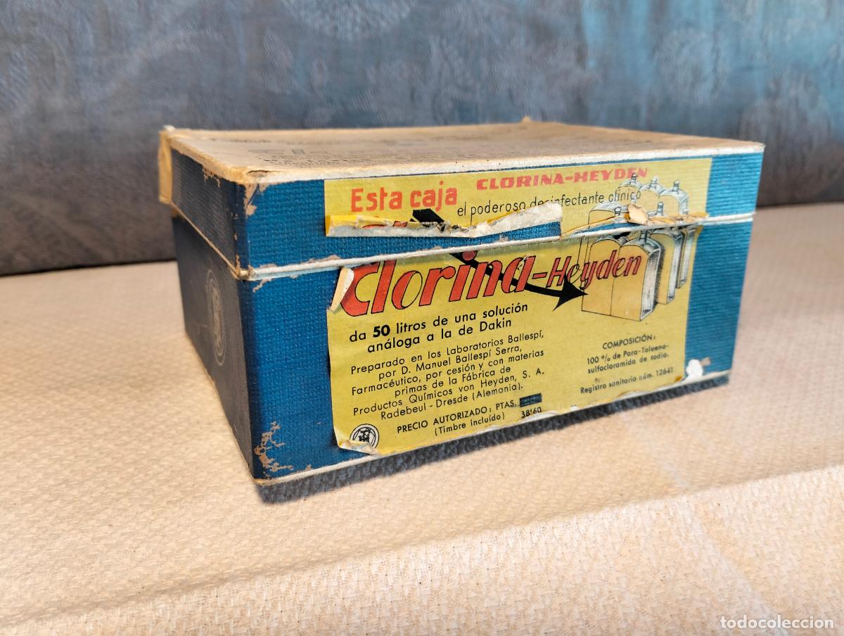 Blechdosen und Kisten: Caja de cart&oacute;n lej&iacute;a clorina heyden poderoso desinfectante antigua a&ntilde;os 40-50