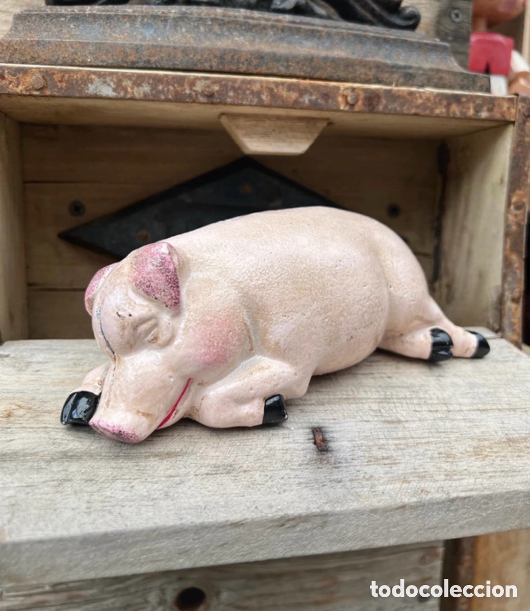 Boxes and metal boxes: Hucha hierro fundido en forma de cerdito durmiendo