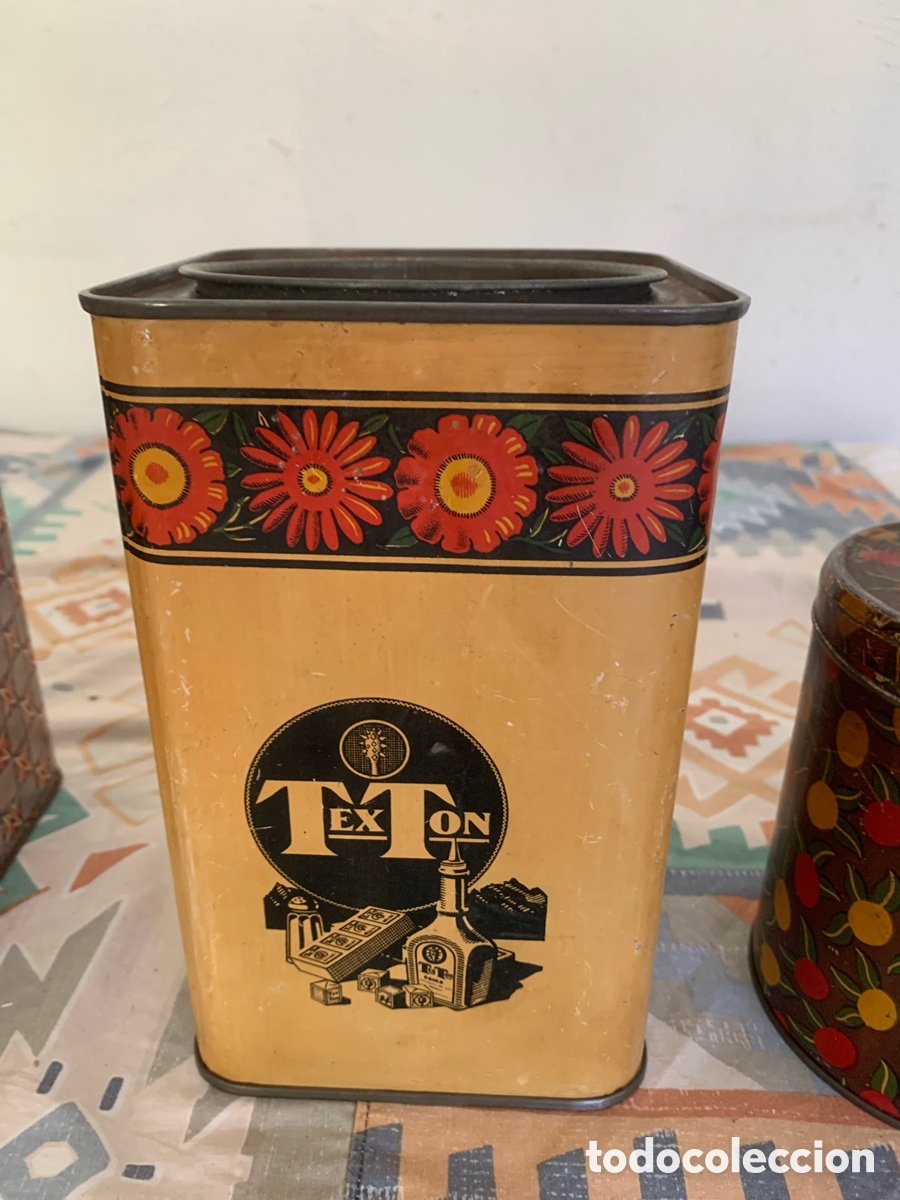 Cajas y cajitas met&aacute;licas: lata antigua de la marca Texton
