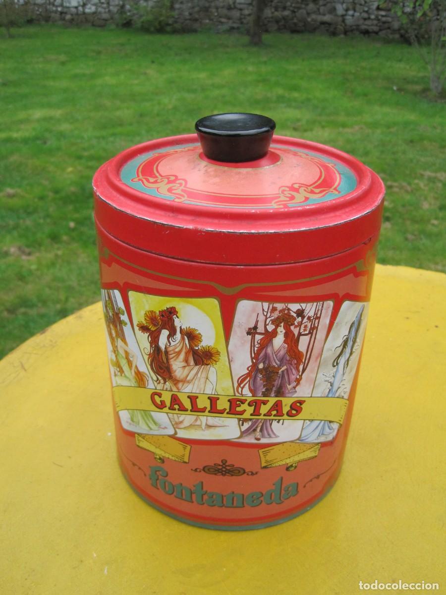 Cajas y cajitas met&aacute;licas: BOTE PARA GALLETAS - FONTANEDA - LATA - A&Ntilde;OS 80