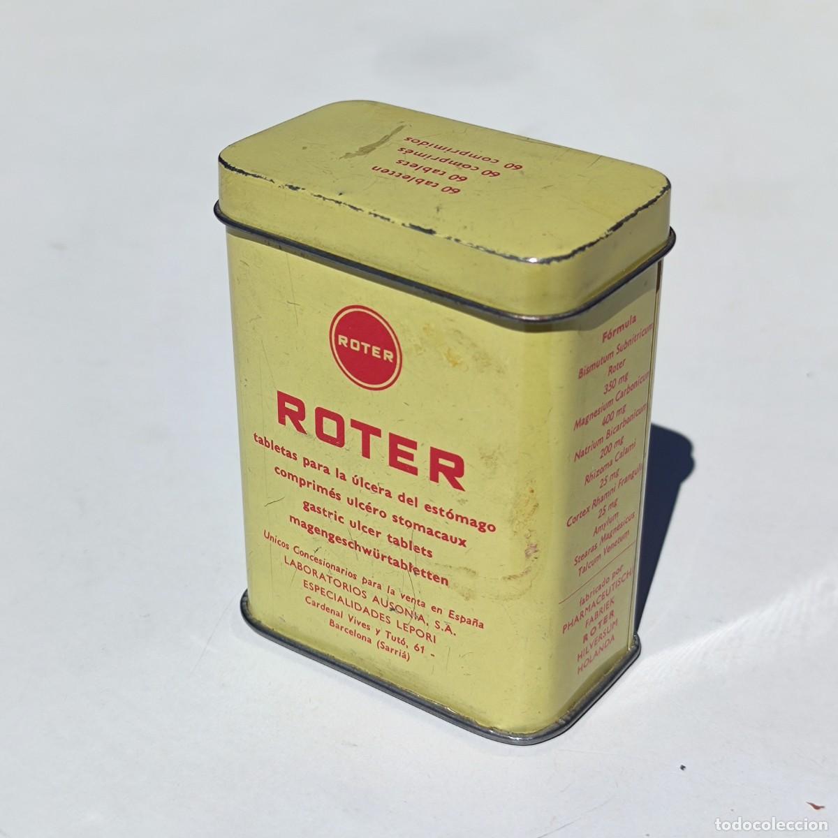 Cajas y cajitas met&aacute;licas: CAJA METALICA - ROTER 60 TABLETAS PARA ULCERA DE ESTOMAGO - SALUD