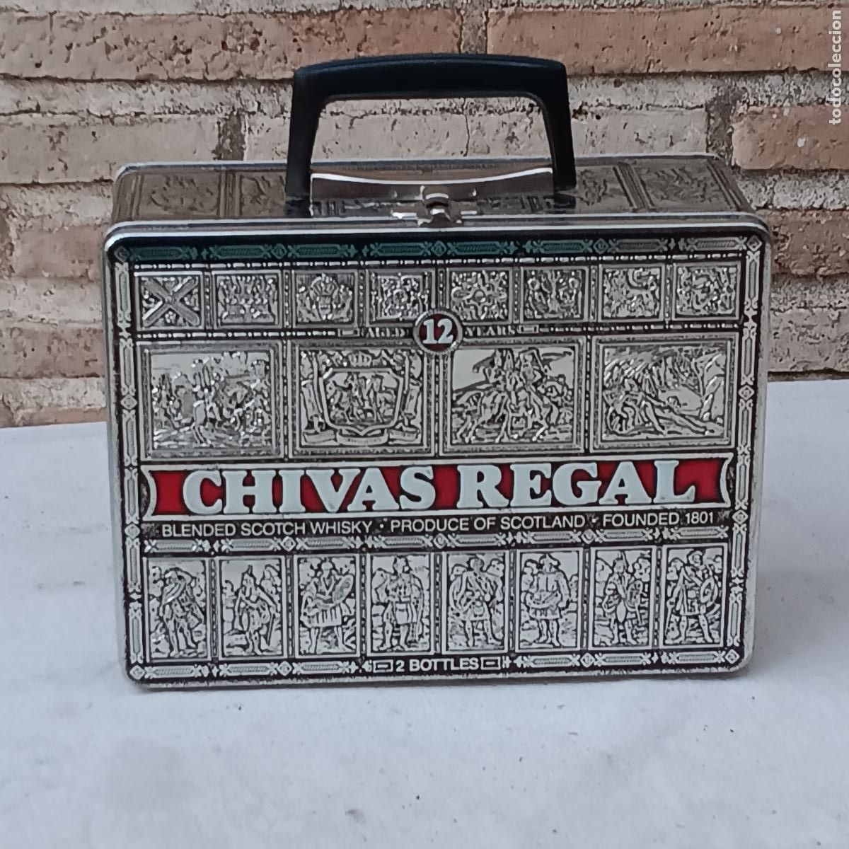 Cajas y cajitas met&aacute;licas: CAJA METALICA VACIA DE WHISKY 12 A&Ntilde;OS CHIVAS REGAL - 2 BOTTLES -