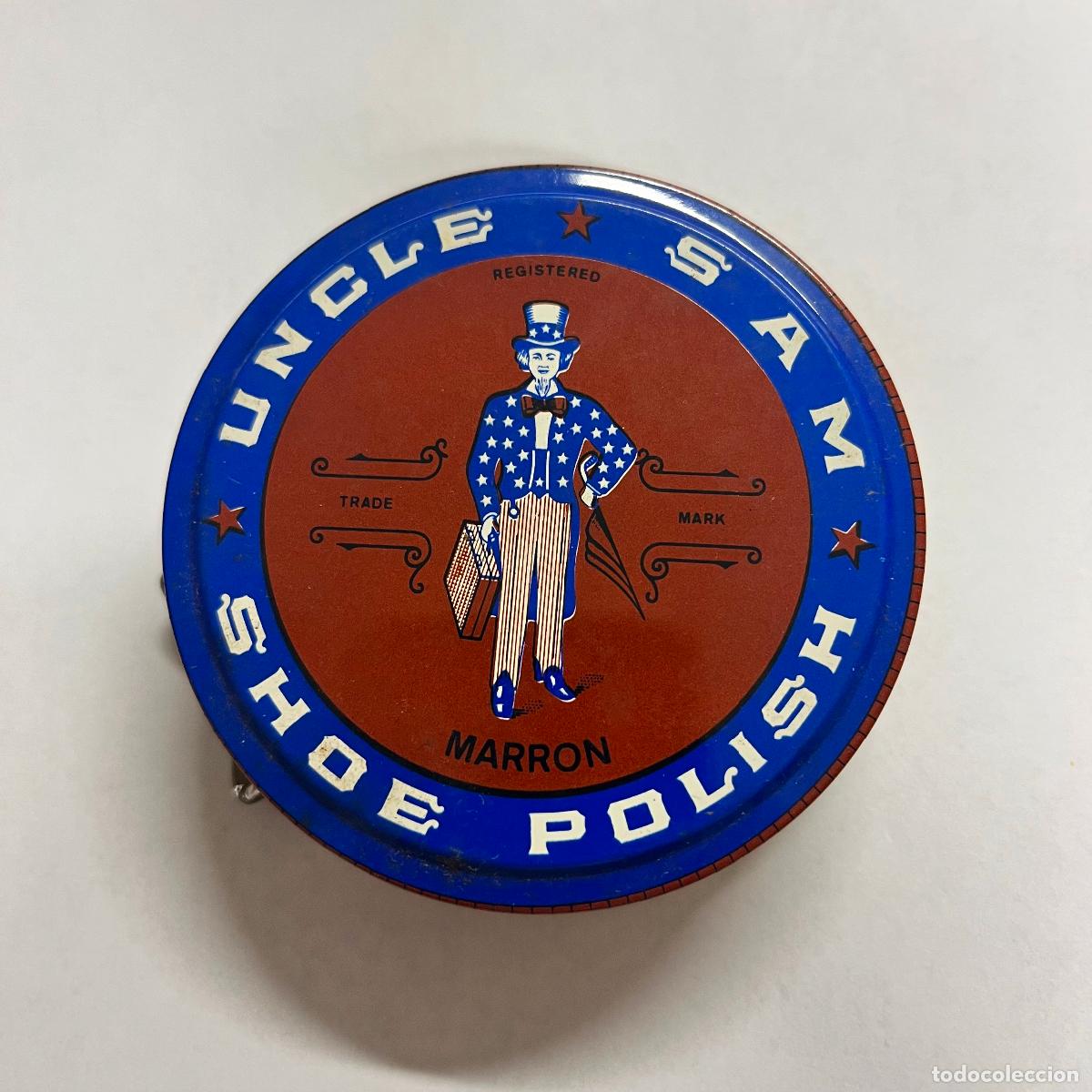 Cajas y cajitas met&aacute;licas: CAJA CREMA ZAPATOS UNCLE SAM. SHOE POLISH. MARRON. PRODUCTOS TRACTOR. VILAFRANCA DEL PENEDES.