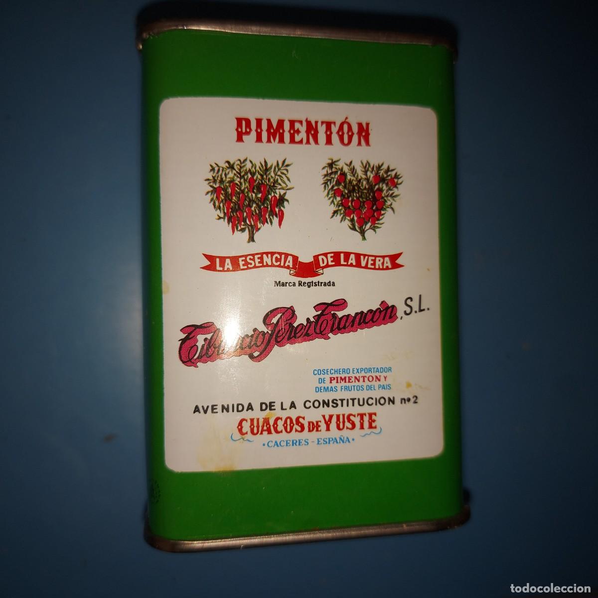 Cajas y cajitas met&aacute;licas: LATA CON PIMENTON DULCE , LA ESENCIA DE LA VERA, DECADA DE 1960