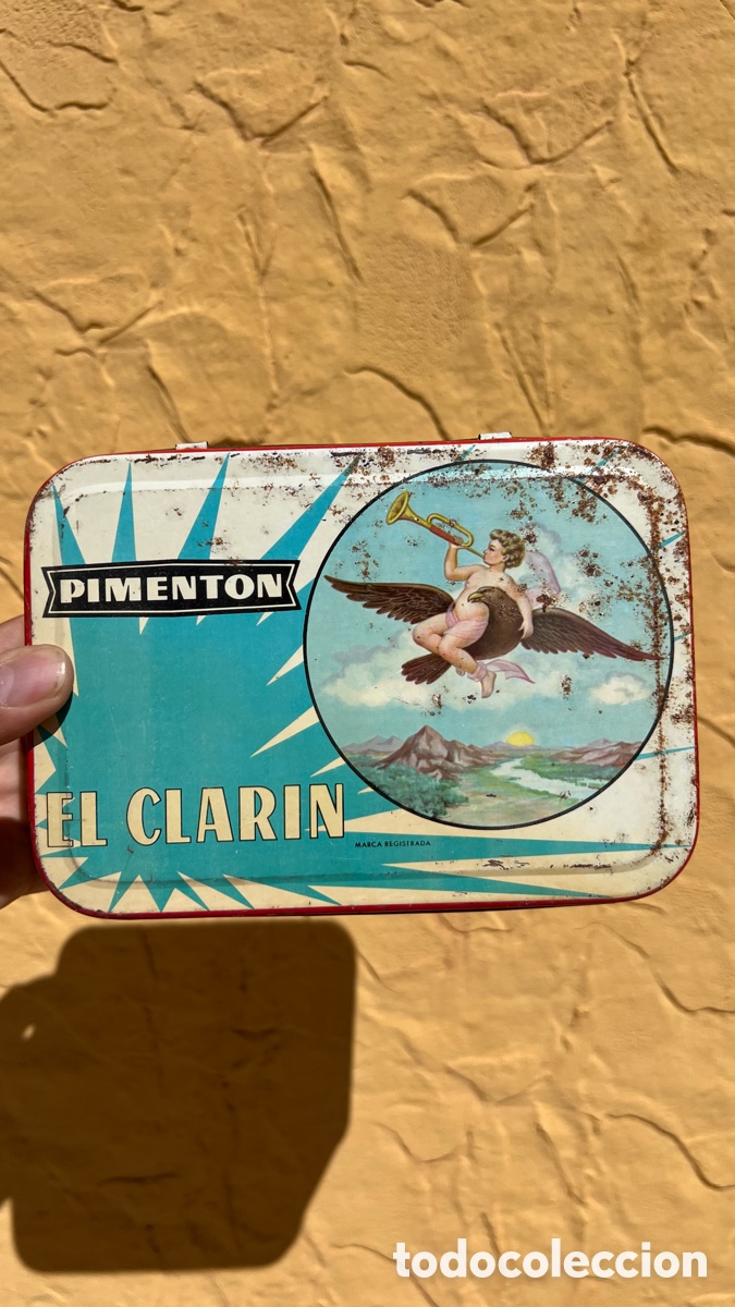 Cajas y cajitas met&aacute;licas: Caja de lata piment&oacute;n el Clar&iacute;n. Cabeza de Torres Murcia