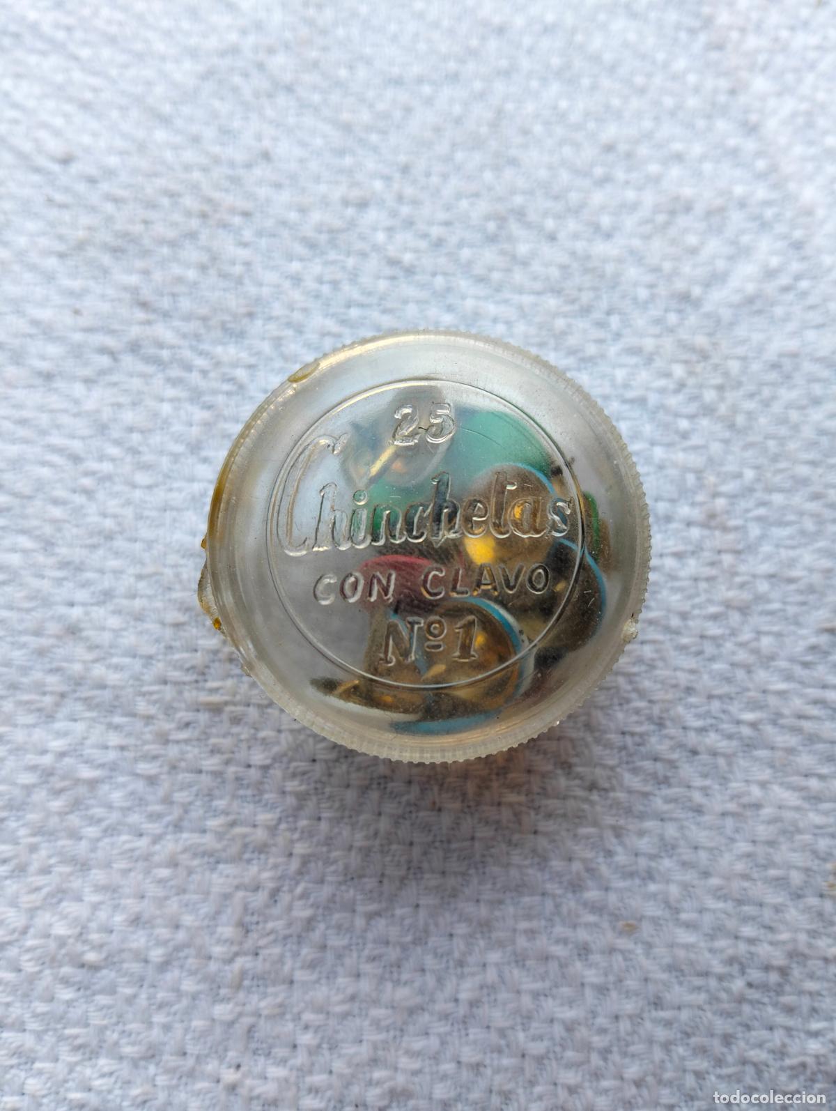 Caixas e caixinhas met&aacute;licas: Caja peque&ntilde;a cajita circular transparente 25 chinchetas con clavo n&ordm;1 abierta colores