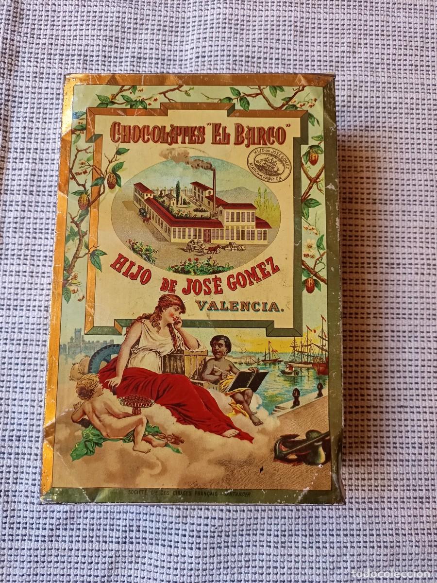 Cajas y cajitas met&aacute;licas: Caja de lata Chocolates El Barco, Valencia. A&ntilde;os 20-30