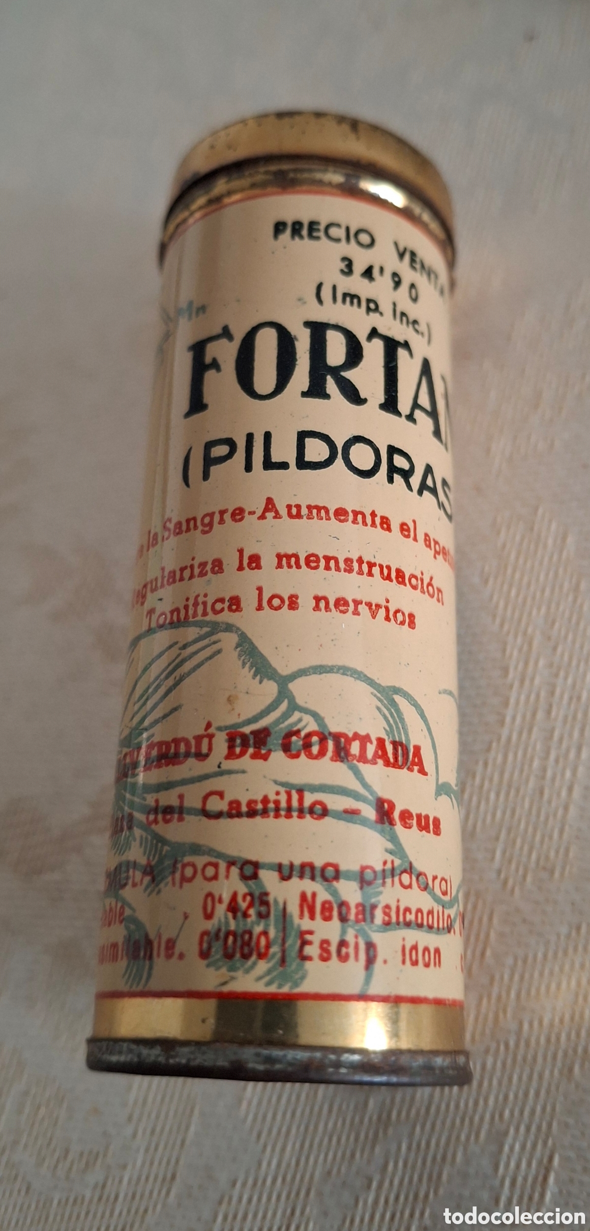 Cajas y cajitas met&aacute;licas: Botecito met&aacute;lico serigrafiado de p&iacute;ldoras FORTAN