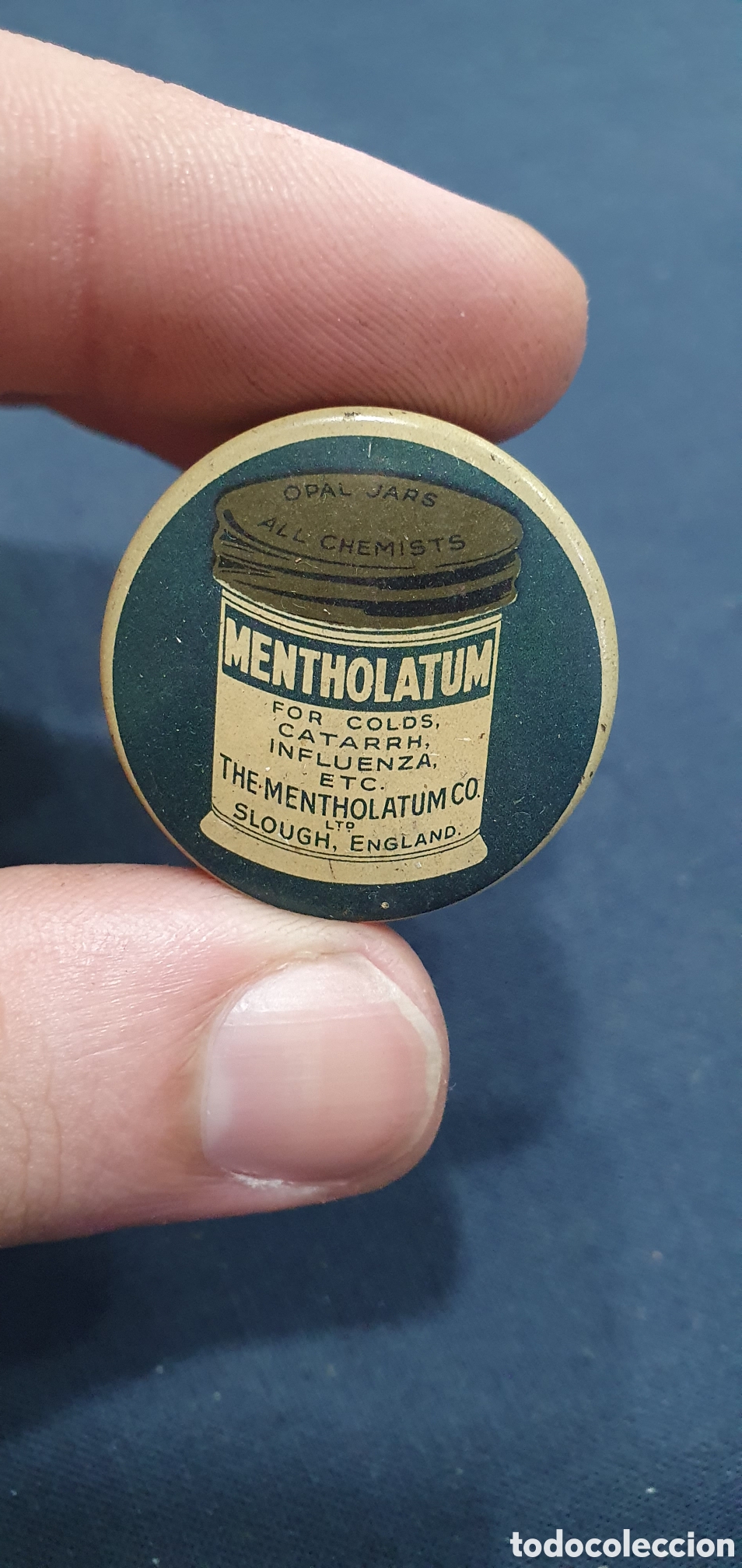 Cajas y cajitas met&aacute;licas: Peque&ntilde;a cajita de lata Mentholatum. (L121)