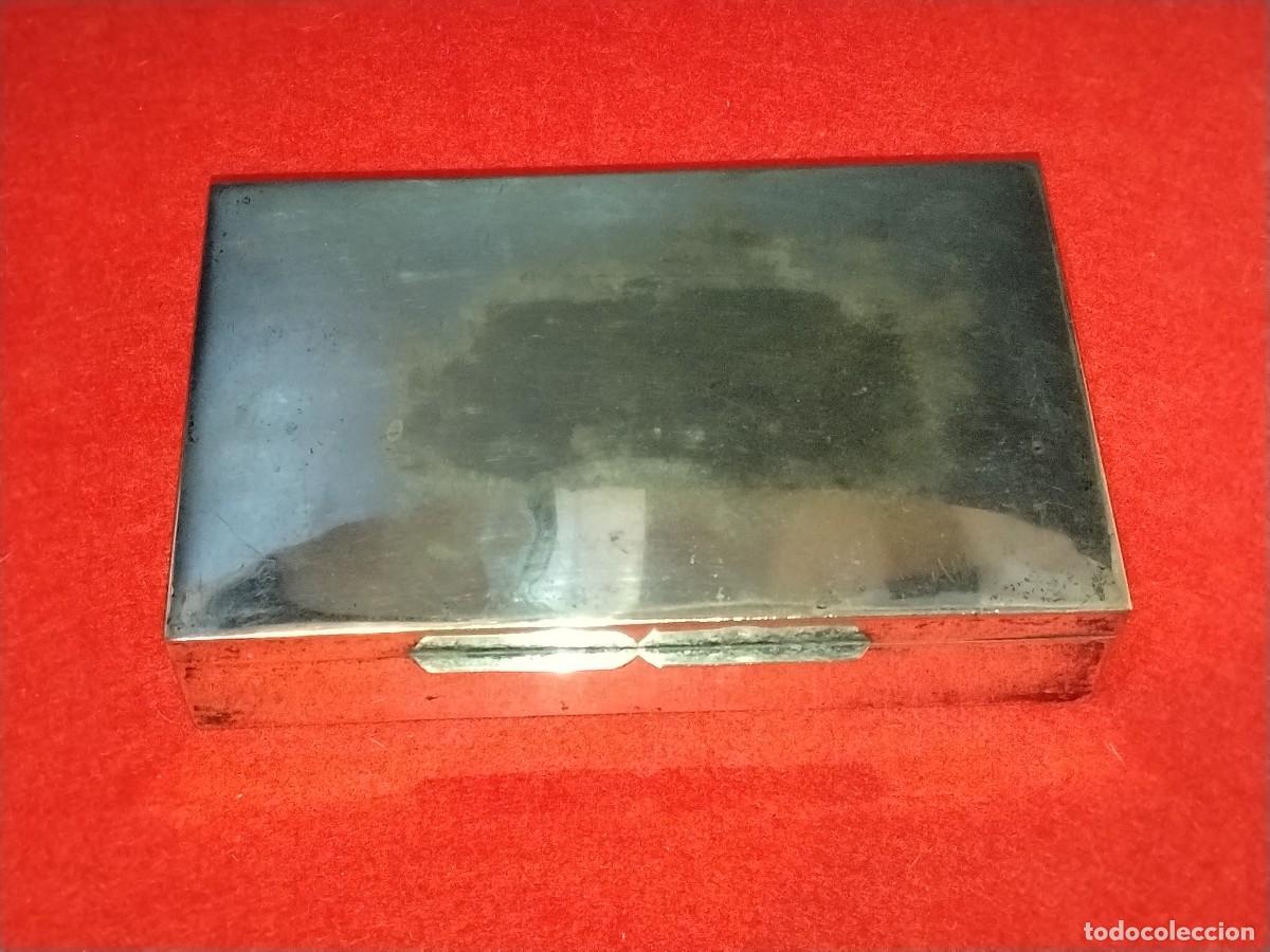 Cajas y cajitas met&aacute;licas: ANTIGUA CAJA DE ALPACA VINTAGE CON INTERIOR EN MADERA