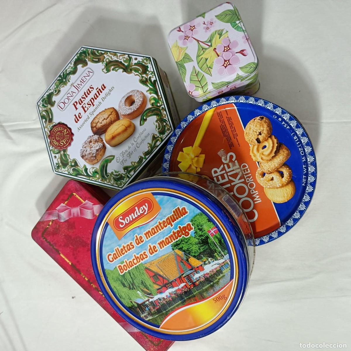 Cajas y cajitas met&aacute;licas: Lote de latas vintage, litografiadas, diferentes marcas y productos. Galletas, jabones, bombones.