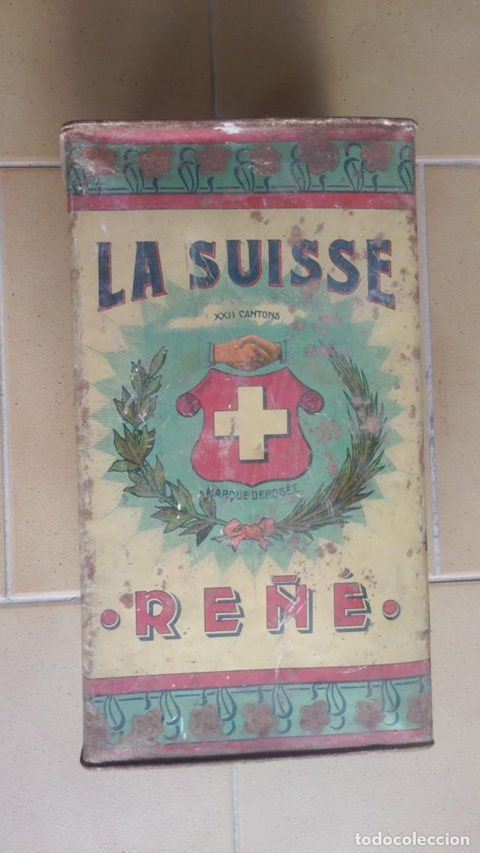 Cajas y cajitas met&aacute;licas: LA SUISSE.-RE&Ntilde;E.-BONBONS FINS.-CAJA DE CHAPA ANTIGUA.-SUIZA.
