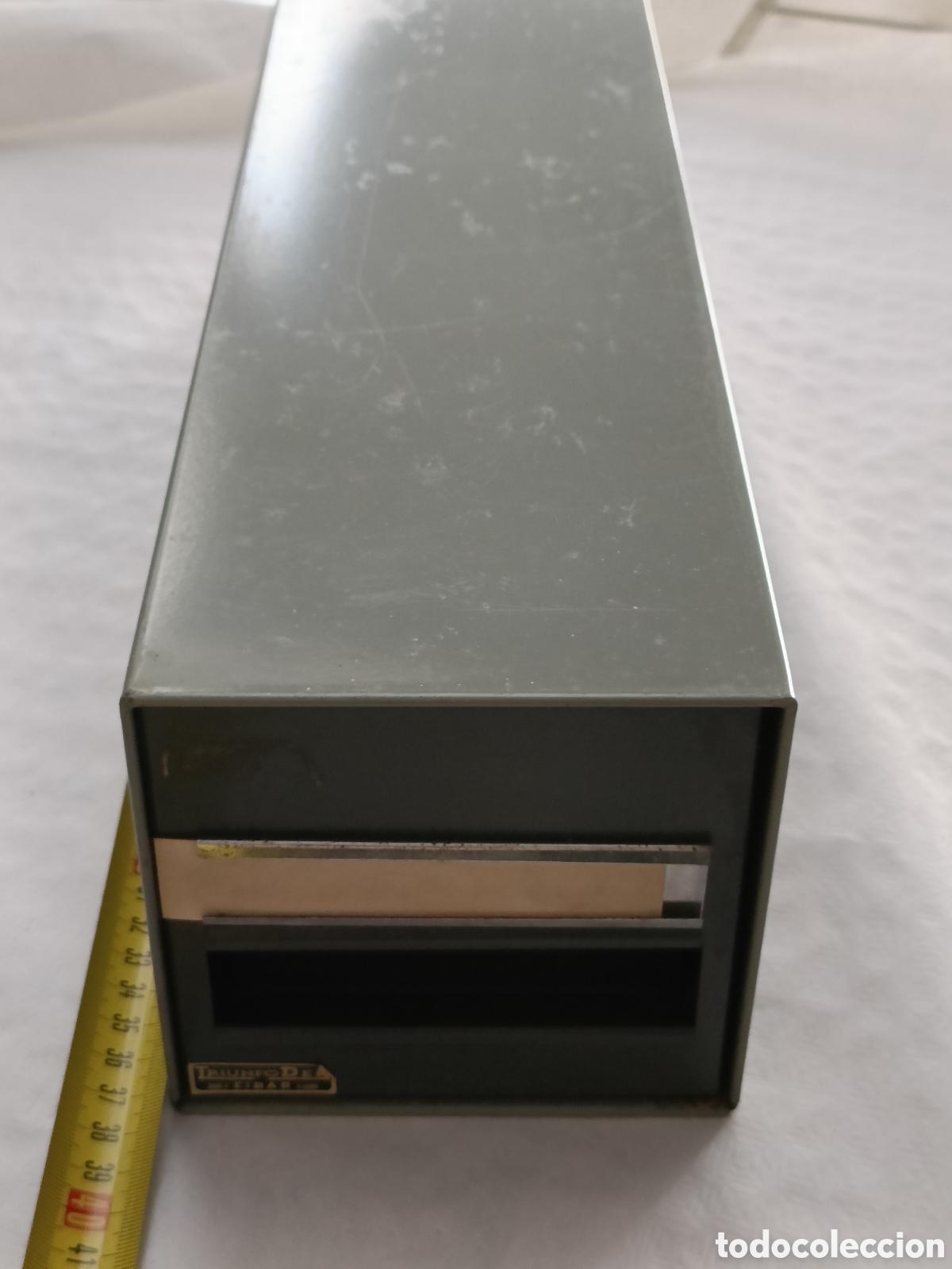 Cajas y cajitas met&aacute;licas: Archivador met&aacute;lico vintage de la marca Triunfo Dex Eibar Espa&ntilde;a a&ntilde;os 70/80