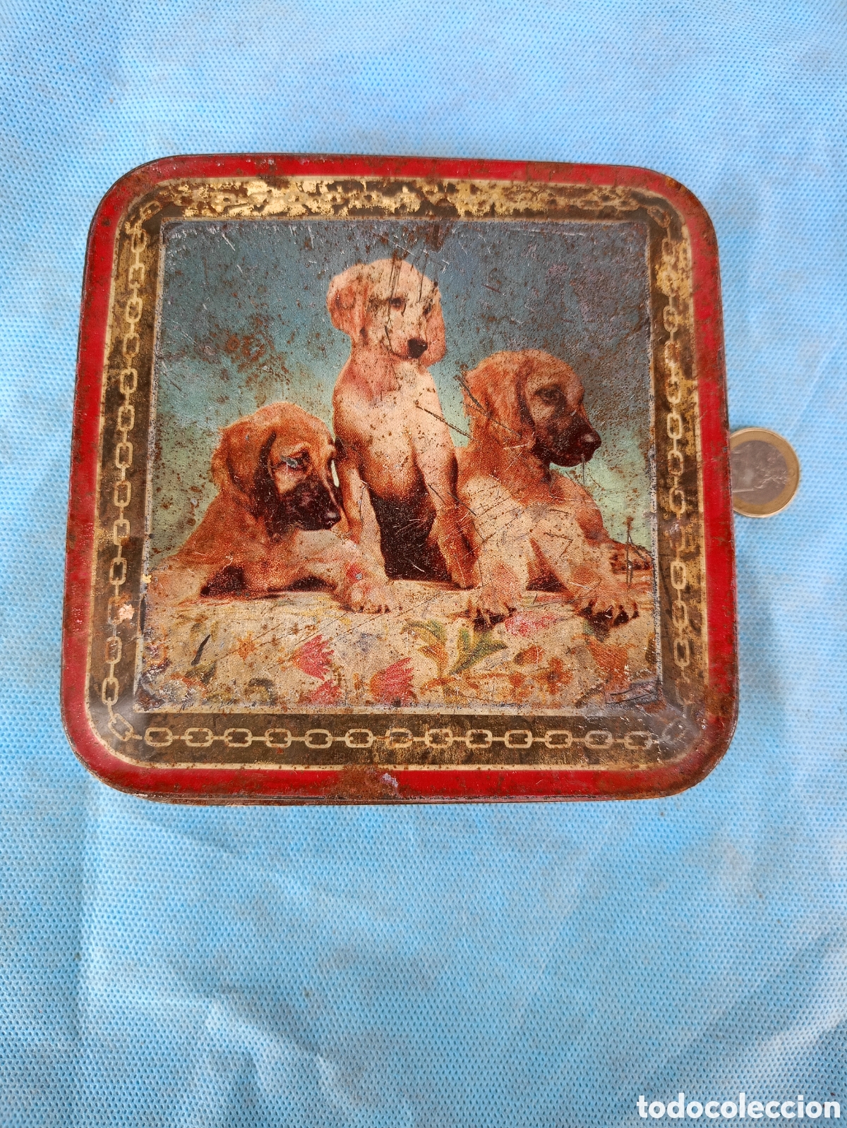 Cajas y cajitas met&aacute;licas: ANTIGUA LATA CON PERROS. EDWARD SHARP & SONS LTD.