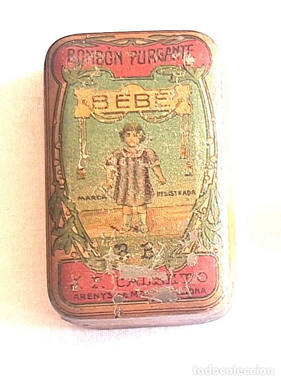 Cajas y cajitas met&aacute;licas: Bebe Bombon Purgante Caja Farmacia a&ntilde;os 20