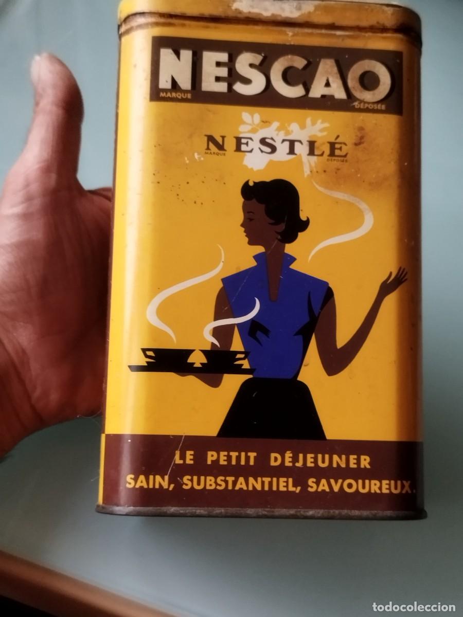 Cajas y cajitas met&aacute;licas: Antigua lata de metal vintage de cacao Nescao de Nestl&eacute;, procedente de Francia. A&ntilde;os 50-60.