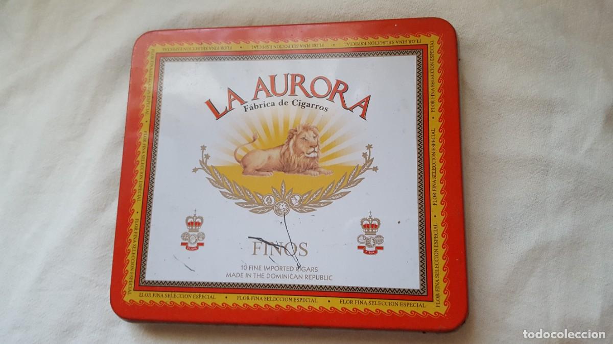 Cajas y cajitas met&aacute;licas: Caja/cajita met&aacute;lica/envase/lata F&aacute;brica de cigarros La Aurora. Rep&uacute;blica Dominicana. Vac&iacute;a.