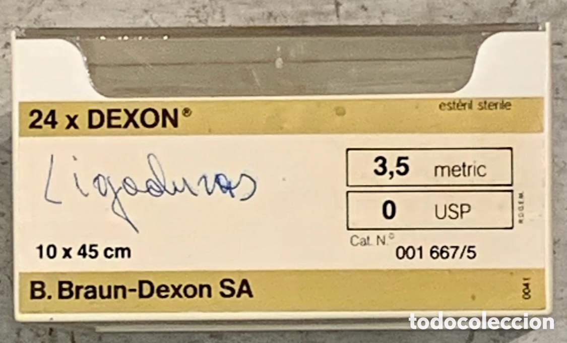 Cajas y cajitas met&aacute;licas: Caja de Suturas Quir&uacute;rgicas. BRAUN-DEXON. Dexon 0. A&ntilde;os 80.