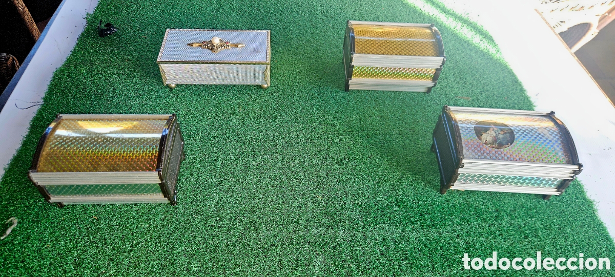 Cajas y cajitas met&aacute;licas: Lote de 4 joyeros vintage - Foto 2