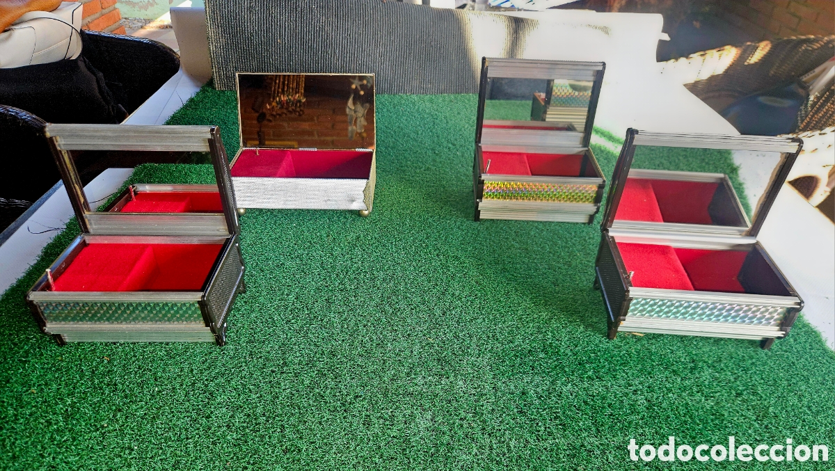 Cajas y cajitas met&aacute;licas: Lote de 4 joyeros vintage - Foto 3