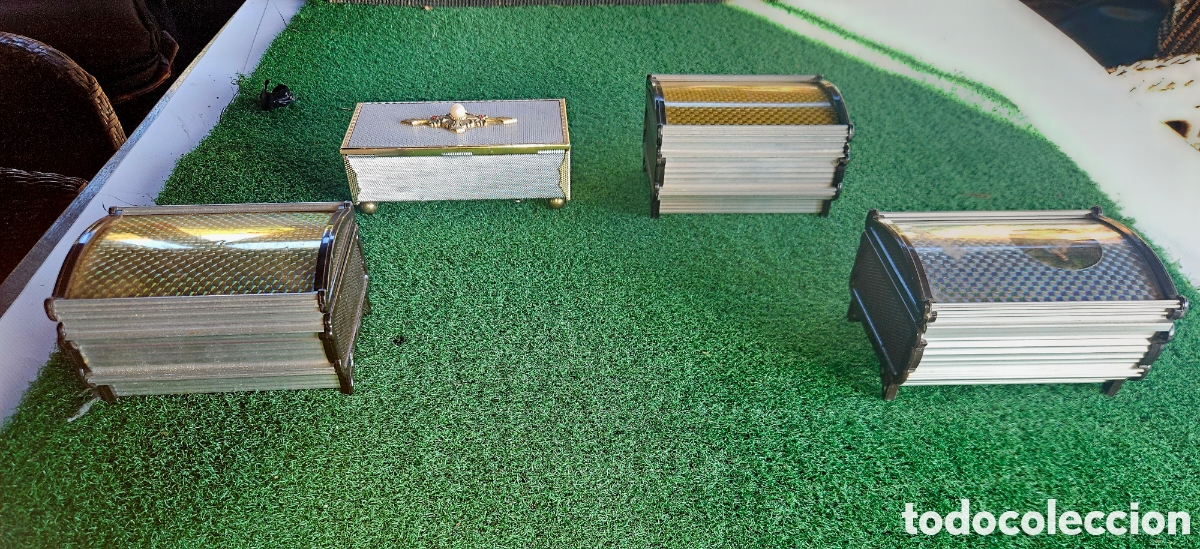 Cajas y cajitas met&aacute;licas: Lote de 4 joyeros vintage - Foto 4