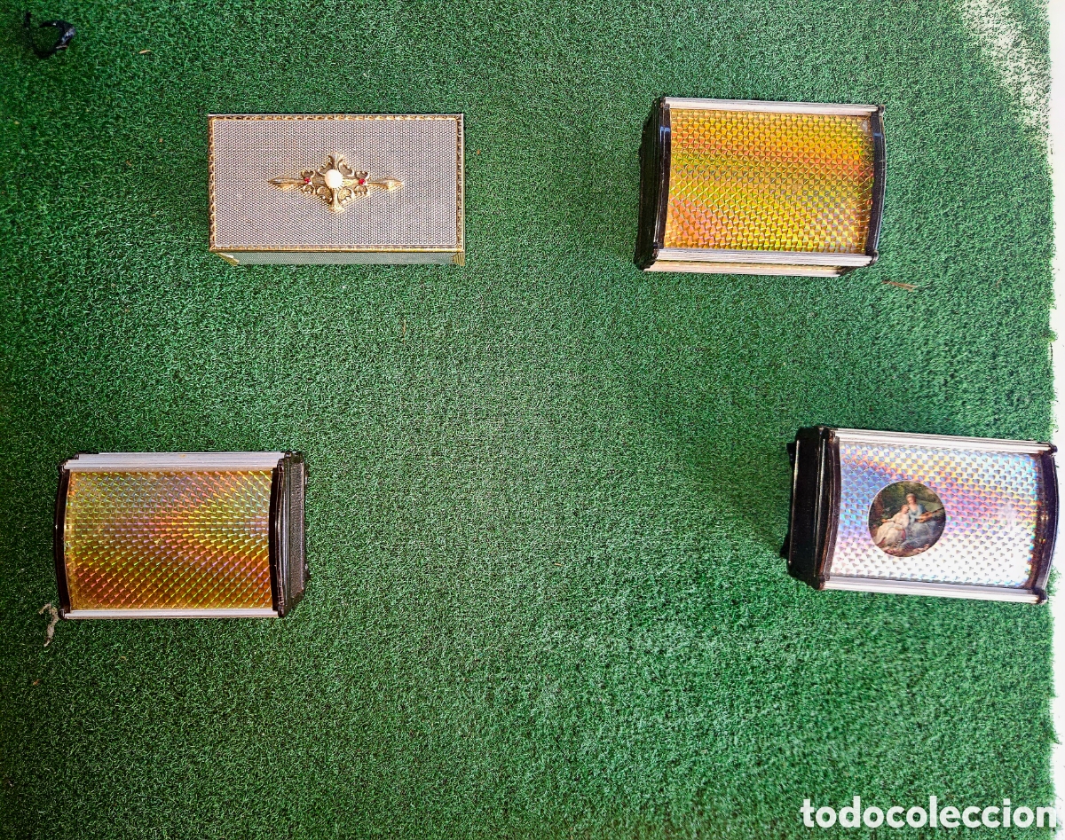 Cajas y cajitas met&aacute;licas: Lote de 4 joyeros vintage - Foto 1