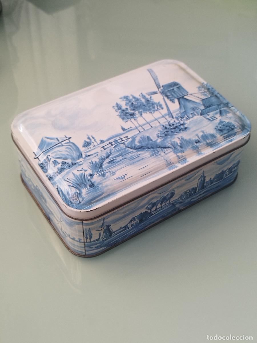 Cajas y cajitas met&aacute;licas: Caja lata de hojalata vac&iacute;a. Galletas holadesas, Patria Amsterdam Holland.