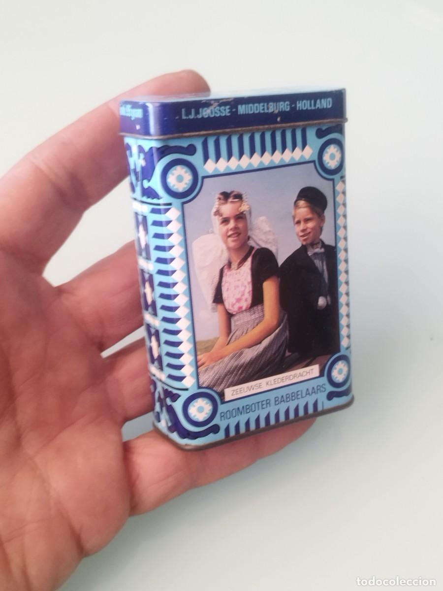 Cajas y cajitas met&aacute;licas: Caja lata de hojalata vac&iacute;a, caramelos holandesa vintage de L.J. Joosse de Middelburg. Ni&ntilde;o y ni&ntilde;a.
