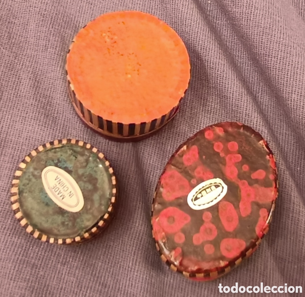Cajas y cajitas met&aacute;licas: Lote de 3 Cajitas Joyero Vintage - Marqueter&iacute;a de Paja - Made in China