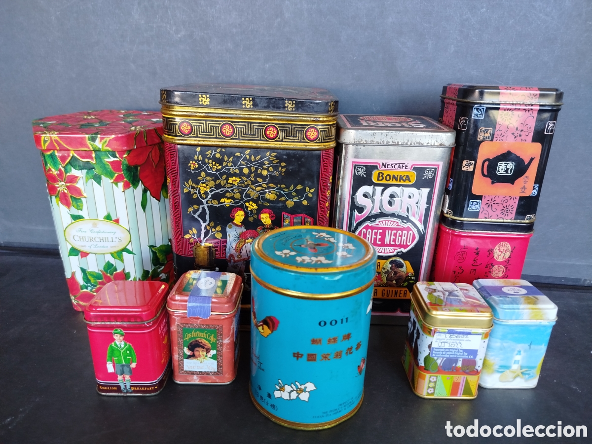 Cajas y cajitas met&aacute;licas: CONJUNTO DE CAJAS MET&Aacute;LICAS DE TE DE DIFERENTES TAMA&Ntilde;OS .