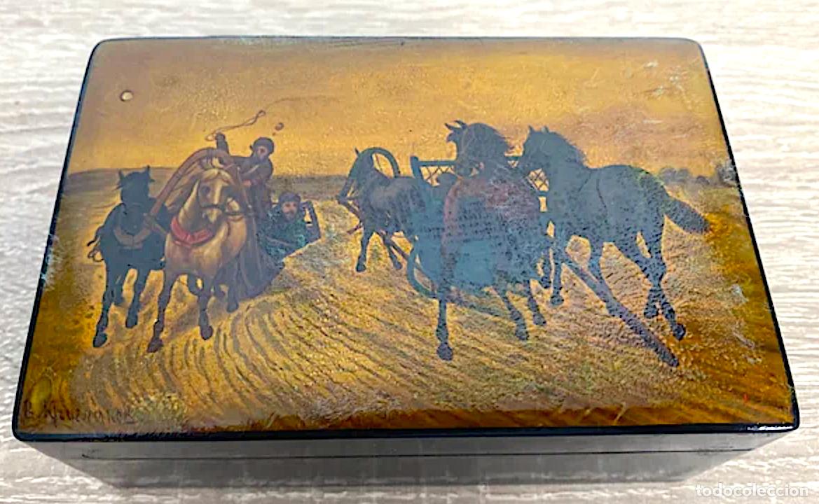 Cajas y cajitas met&aacute;licas: Caja Laca Sovi&eacute;tica Troika A&ntilde;os 60