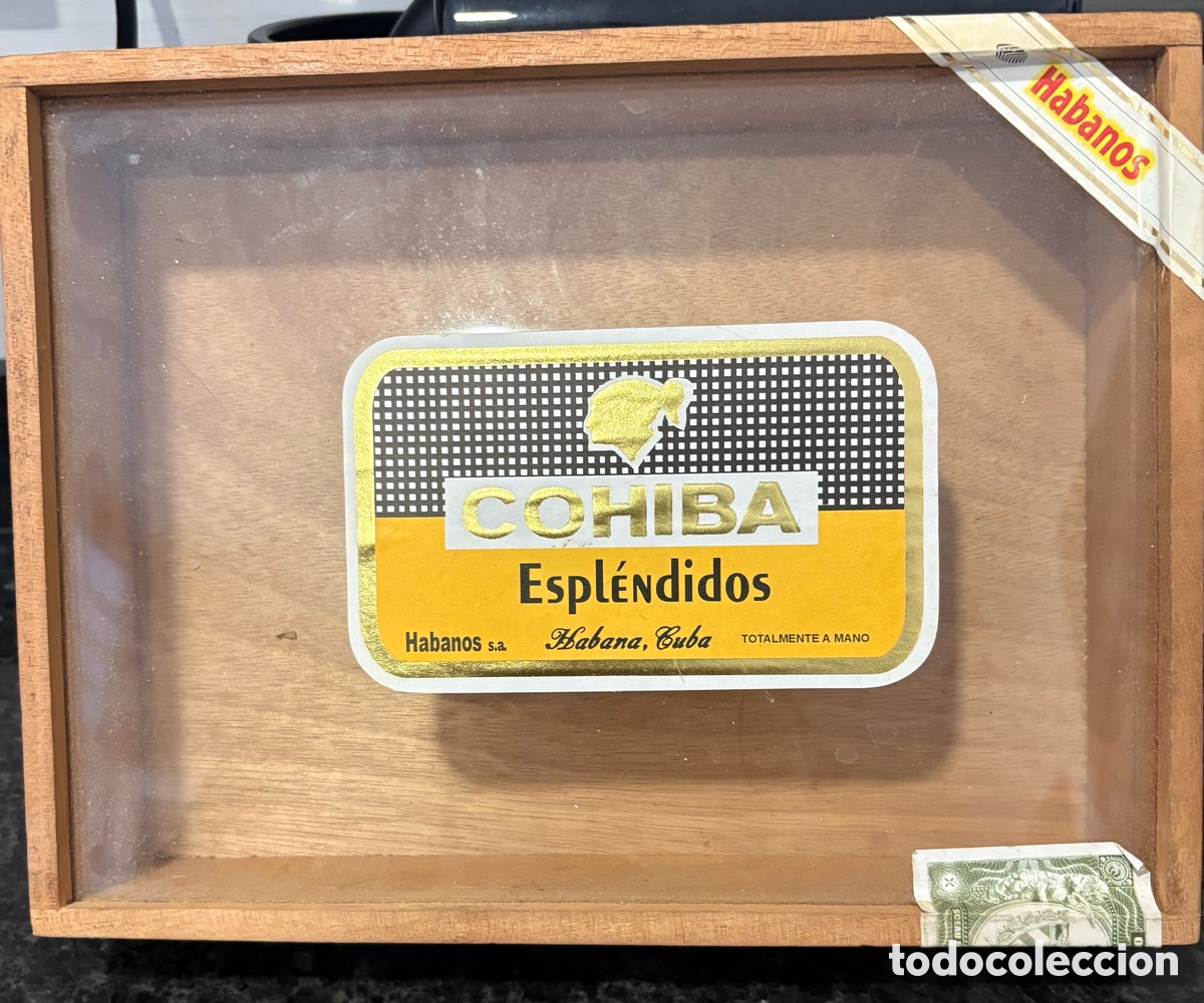 Cajas y cajitas met&aacute;licas: Caja madera con tapadera cristal cohiba