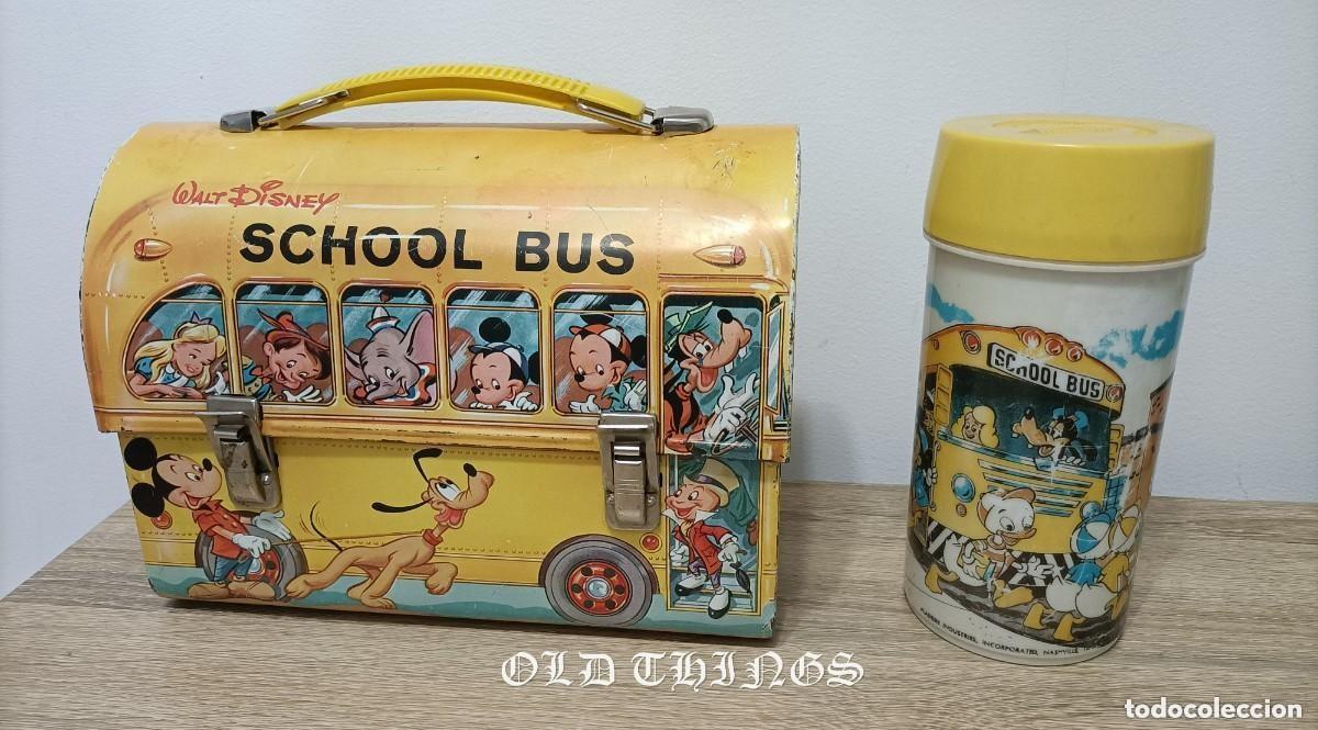 Cajas y cajitas met&aacute;licas: Cab&aacute;s, LUNCH BOX, SCHOOL BUS DE WALT DISNEY DE HOJALATA LITOGRAFIADA, INCLUYE TERMO EN BUEN ESTADO,