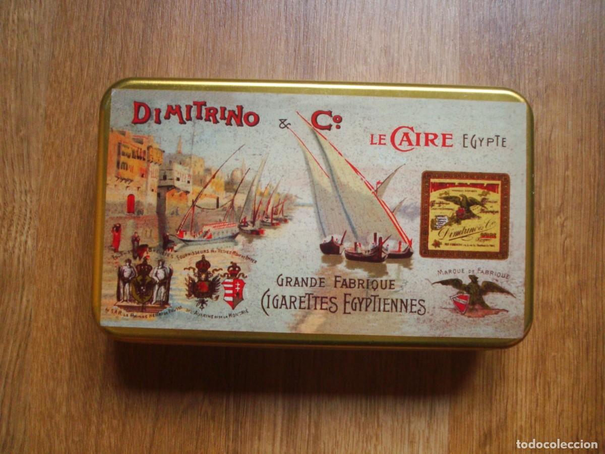 Cajas y cajitas met&aacute;licas: Caja antigua Dimitrino (Le Caire Egypte) Grande Fabrique Cigarettes Egyptiennes