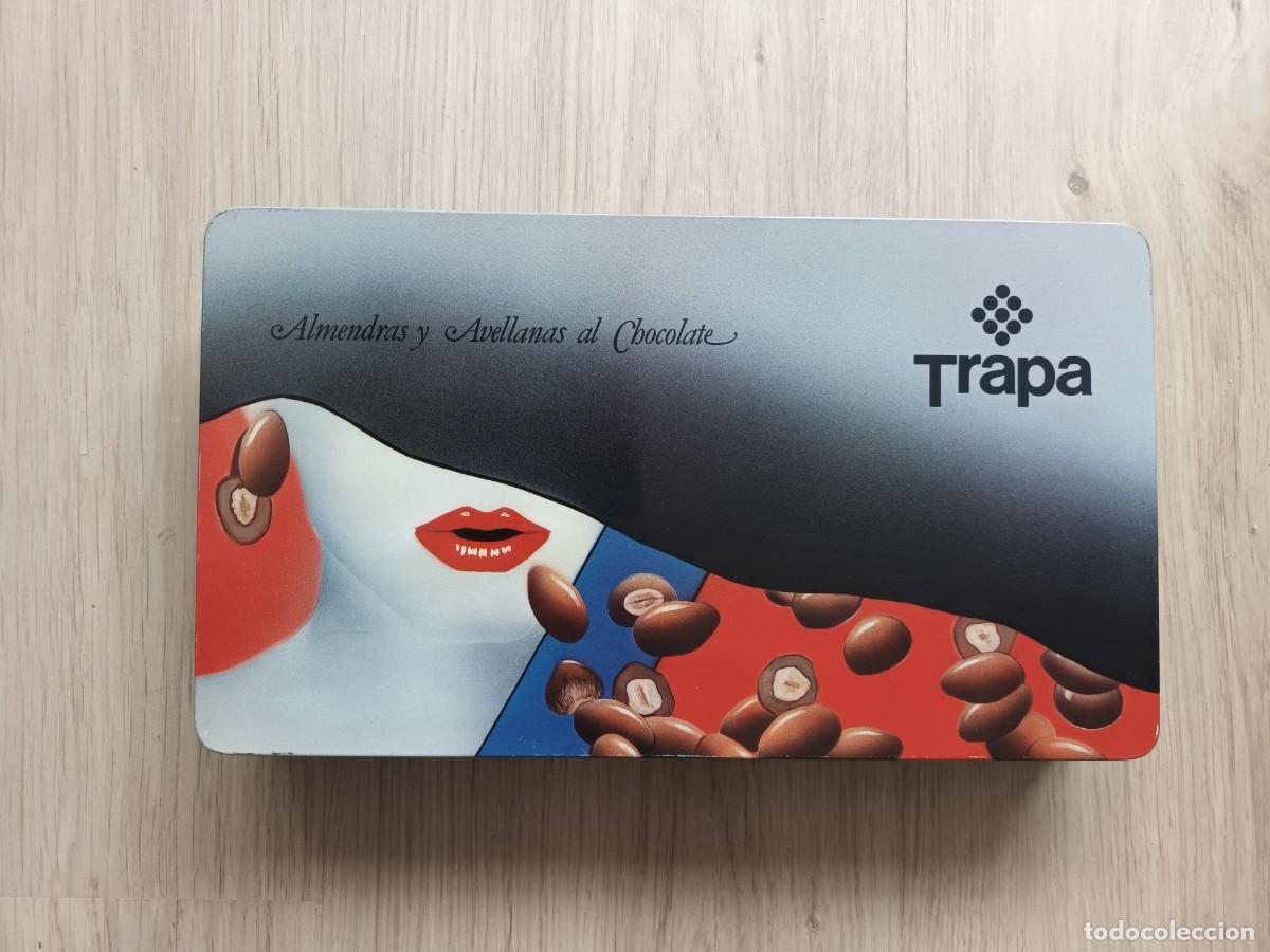 Cajas y cajitas met&aacute;licas: Caja vintage de metal chocolates Trapa. A&ntilde;o 1989.