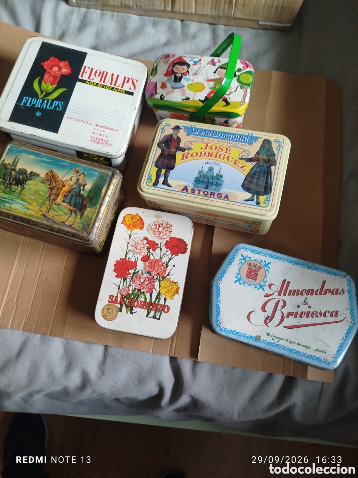 Cajas y cajitas met&aacute;licas: Lote 6 antiguas cajas chapa . publicidad