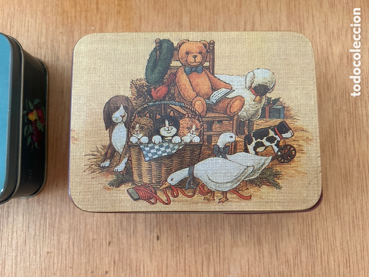 Cajas y cajitas met&aacute;licas: Pareja de latas met&aacute;licas vintage con asa decoraci&oacute;n y almacenaje