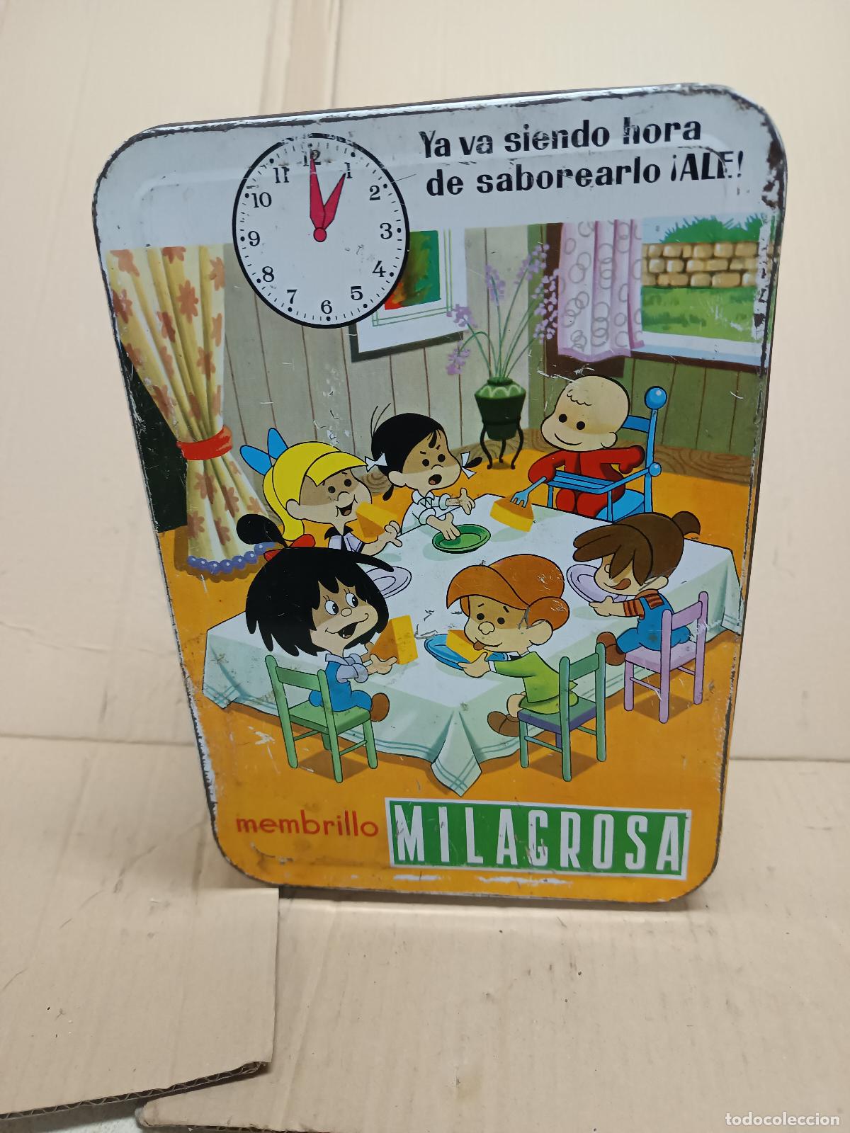 Cajas y cajitas met&aacute;licas: ANTIGUA CAJA HOJALATA DULCE DE MEMBRILLO LA MILAGROSA PUENTE GENIL LA FAMILIA TELERIN, 6,5 KGS.
