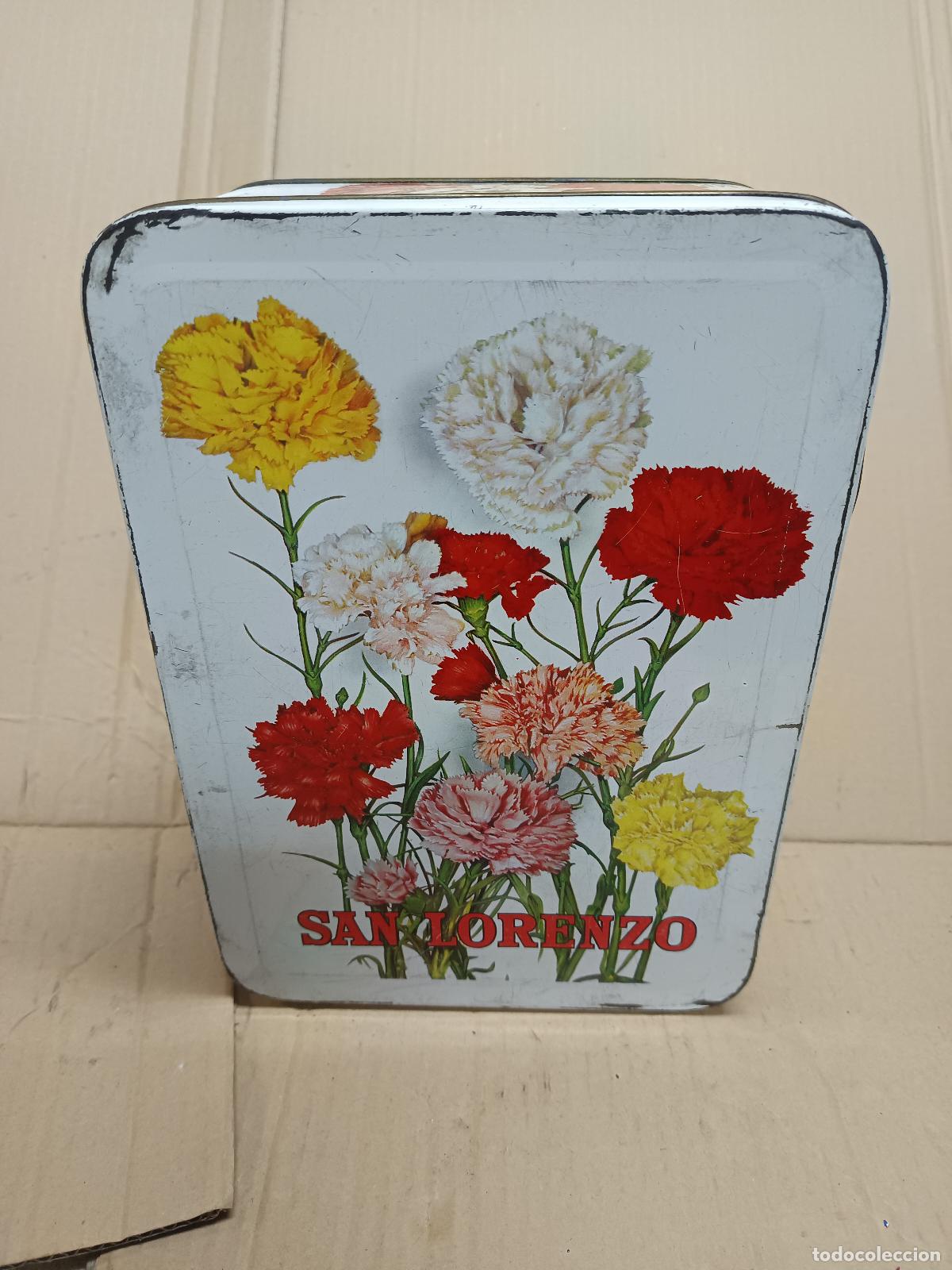 Cajas y cajitas met&aacute;licas: ANTIGUA CAJA HOJALATA DULCE DE MEMBRILLO SAN LORENZO PUENTE GENIL LA FLOR, 6,5 KGS. A&Ntilde;OS 70