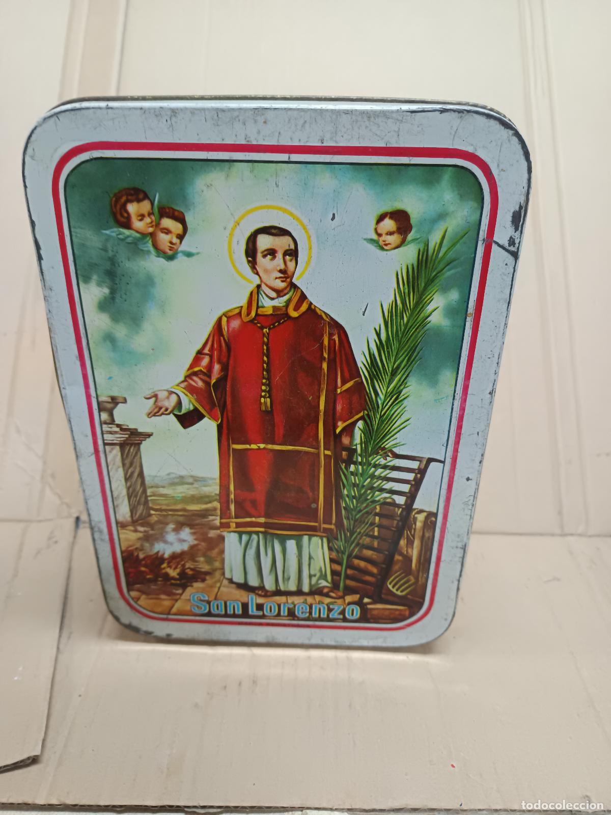 Cajas y cajitas met&aacute;licas: ANTIGUA CAJA HOJALATA DULCE DE MEMBRILLO SAN LORENZO PUENTE GENIL, 6,5 KGS. A&Ntilde;OS 70