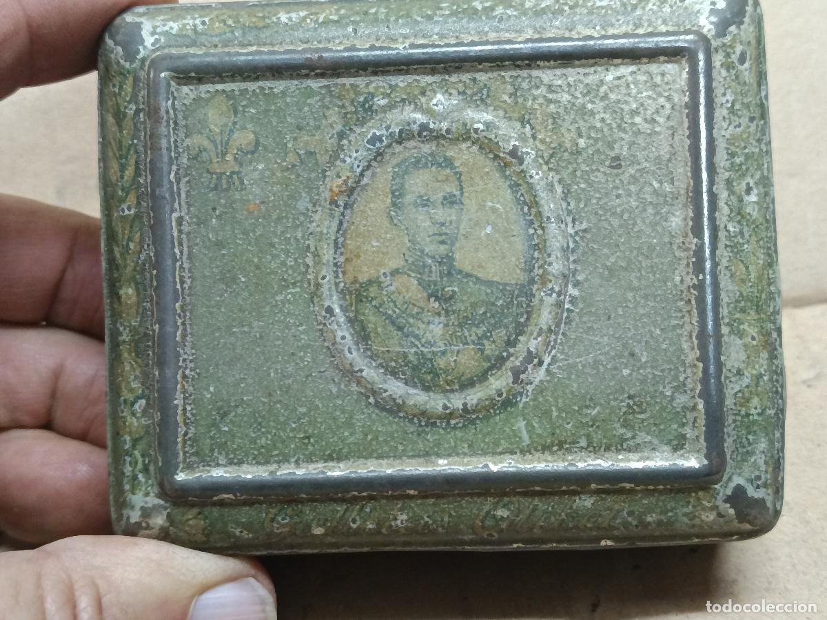 Cajas y cajitas met&aacute;licas: ANTIGUA CAJA DE LATA LITOGRAFIADA - GALLETAS OLIBET - ALFONSO XIII