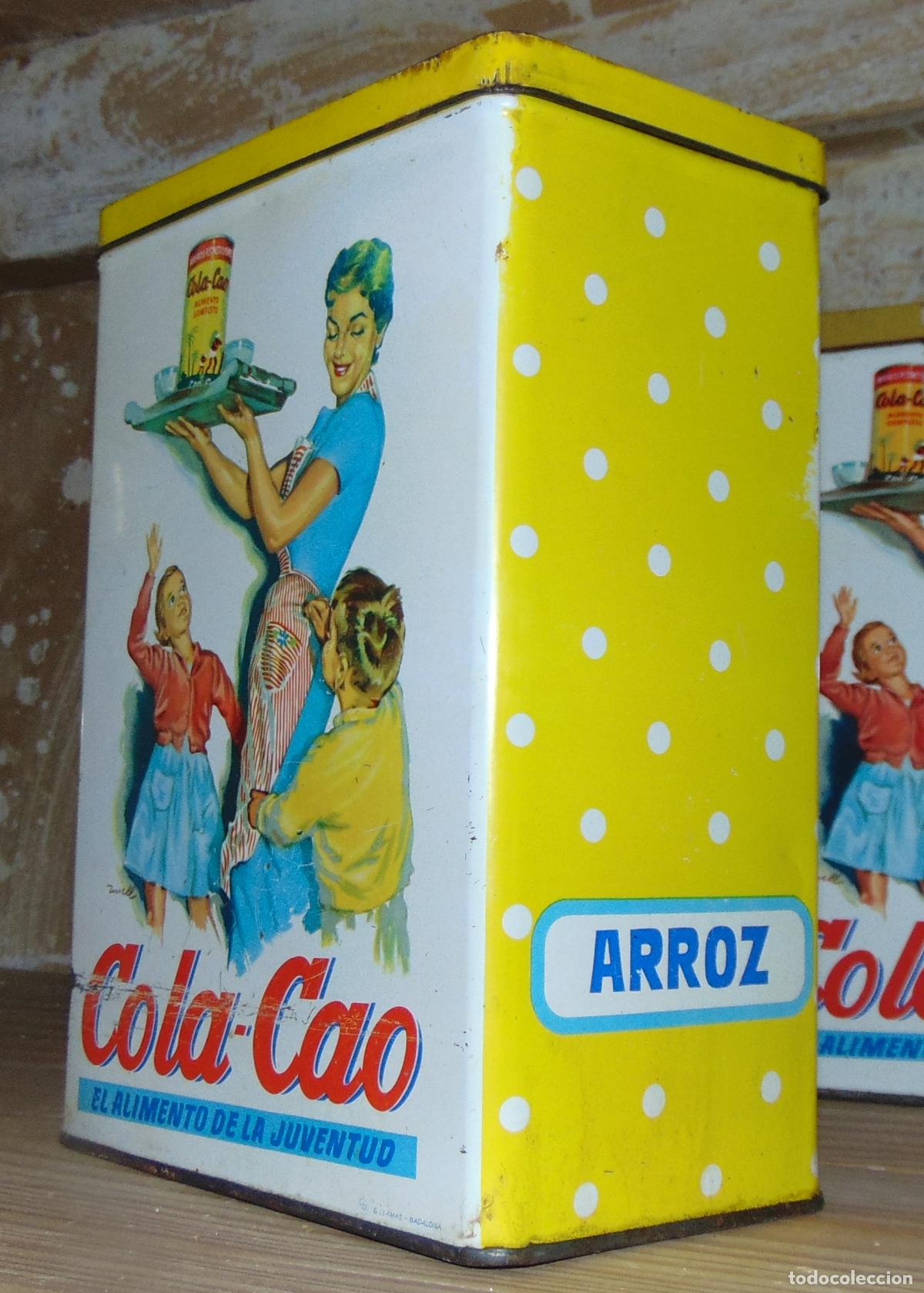 Cajas y cajitas met&aacute;licas: CAJA VINTAGE COLA-CAO ORIGINAL A&Ntilde;OS 60-70 PARA ARROZ, 22,2x15CM